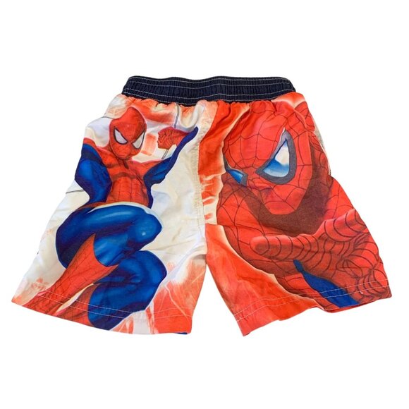 The Amazing Spiderman Boys Size 3T Swim Trunks Shorts Marvel Red Blue - Picture 3 of 3